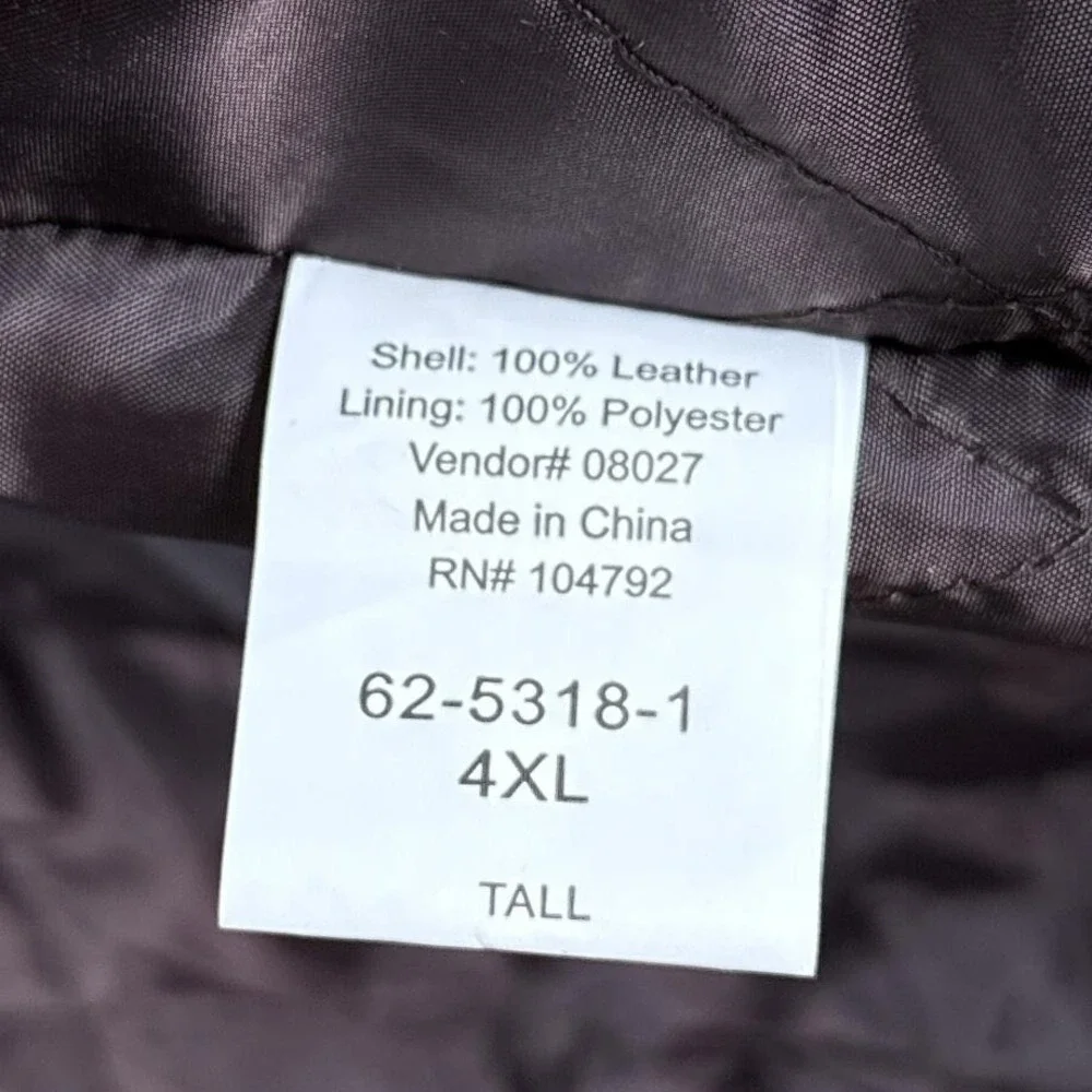 KingSize Leather Vest Mens 4XL Tall Brown Quilt Lined Patchwork‎ Western